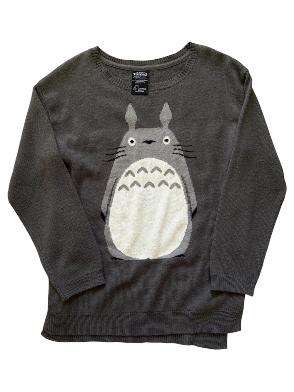 My Neighbor Totoro Studio Ghibli Sweater Grey White Knit Crewneck Kawaii Y2K